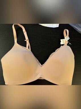aerie Nude wireless T-Shirt Bra with Lace Trim - aerie